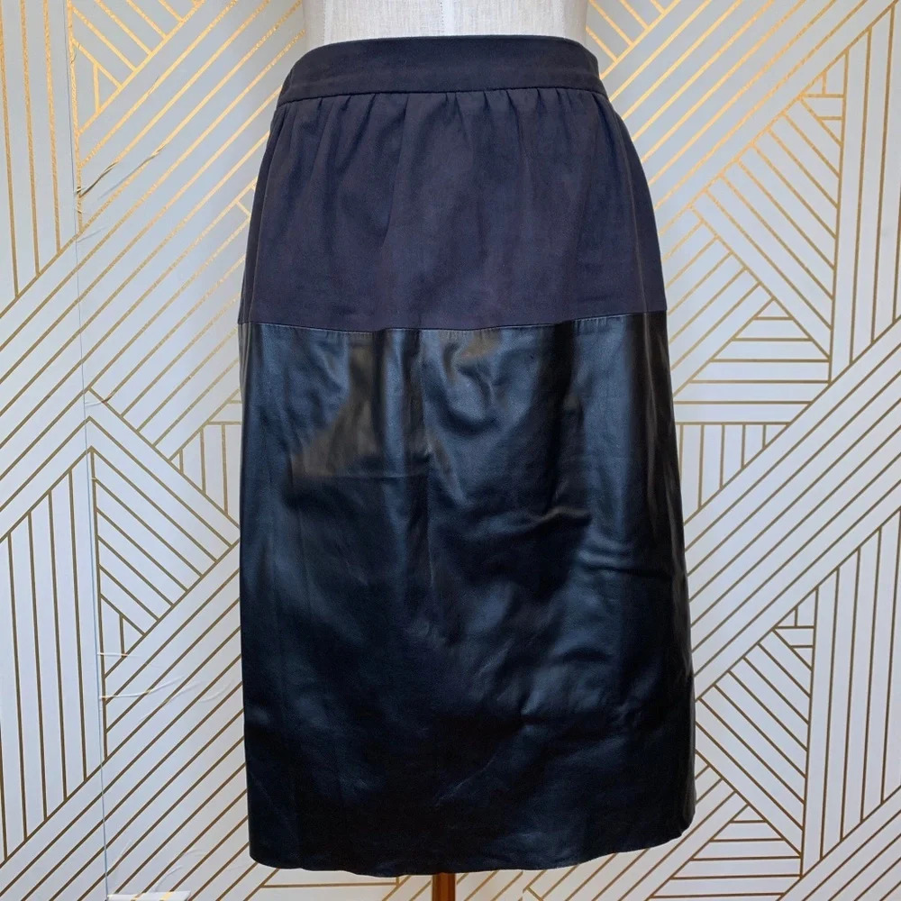 Zara Basic Black Faux Suede Leather Pencil‎ Skirt